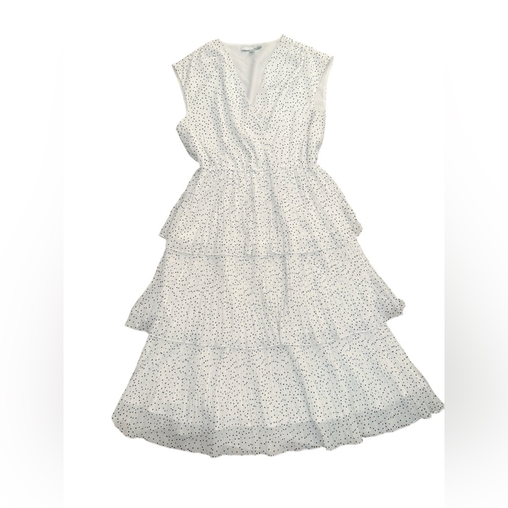WD - NY White Tiered Dress with Black Polka Dots